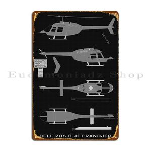 Bell 206 B Jet Randjer Metal Plaque Poster Club Garage Plaques Living Room Designer Classic Tin Sign Poster