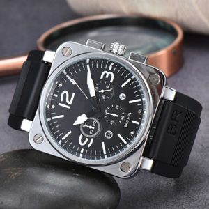 Bell en Ross New Bell Watches Global Limited Edition roestvrij staal Business Chronograph Ross Luxury Date Fashion Casual Quartz Mens Watch BN02 Hoge kwaliteit