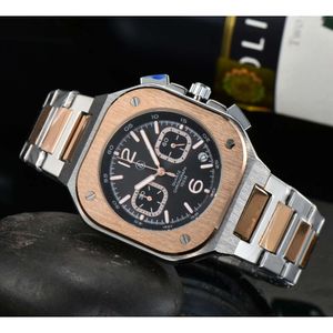 Bell en Ross New Bell Watches Global Limited Edition roestvrij staal Business Chronograph Ross Luxury Date Fashion Casual Quartz Mens Watch B03 Hoge kwaliteit