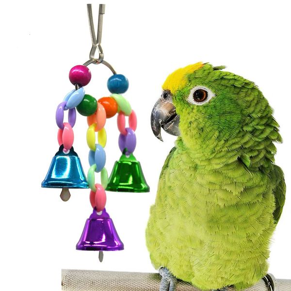 Bell Bird Toy Parrot Cage Keeping Supplies String Three Bells Al por mayor de PET y 1 PC 240515