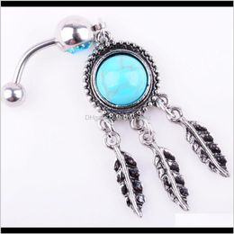 Livraison de bijoux de corps de bouton de cloche 2021 D0739 (1 couleur) Dream Catcher Dangle 20 Pcs Clear Colors Stones Belly Rings Nombril Naval Wholesale