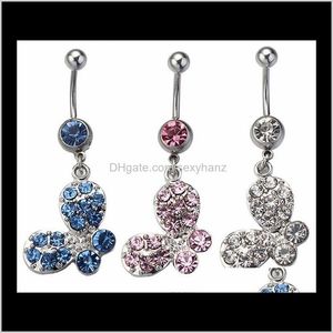 Bell Button Rings Body Sieraden Levering 2021 D0373-2 (1 kleur) Nice Style Navel Belly Ring 10 PCS Clear Stone Drop with Groothandel Factory