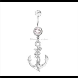 Bell Button Rings Levering 2021 D0057 (1 kleur) Anchor Navel Belly Ring Body Clear Stone Drop Piercing Sieraden CEU