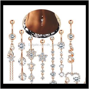 Bell 7/10 unids/set 14G anillos colgantes para ombligo para mujeres niñas 316L acero quirúrgico curvado ombligo Piercing corporal en forma de pesa Je