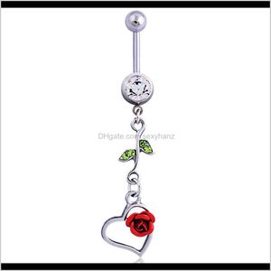 Bell Drop levering 2021 D0737 (1 kleur) Flower Dangle navel piercing navelringen roestvrijstalen staven body sieraden pjoxe pjoxe