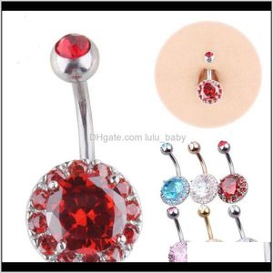 Bell Drop Livraison 2021 Barres à billes rondes Bouton Ventre Cristal Fleur Corps Bijoux Nombril Piercing Anneaux Forme Pendentif Ensemble 9Rynw