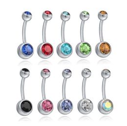 Bell JewelryBell sieraden roestvrijstalen navel navel ringen kristal strass piercing bars vrouwen mode body drop levering 2021 n