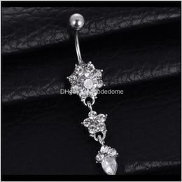 Bell Rings Body Jewelry Livrot 2021 Blingling Water Drop Flower Pendant avec diamant femelle Boully Bouton nombril nombril trois couleurs ￠ Choo