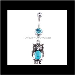 Belringen Drop levering 2021 D0696 (1) OWL -item Aquadot Kleur Navel Button Piercing Jewlery 1DOT6*11*5/8 Buikring Body sieraden Haq7k