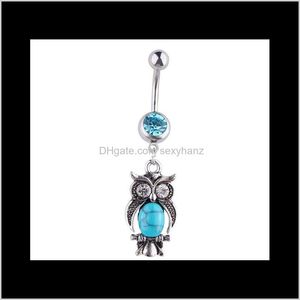 Anneaux de cloche Drop Delivery 2021 D0696 (1) Hibou Article Aquadot Couleur Nombril Bouton Piercing Jewlery 1Dot6 * 11 * 5/8 Anneau de ventre Bijoux de corps Haq7K