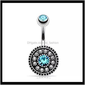 Bell Rings sieraden Rhinestone Boheemse roestvrijstalen staven sier navel ring ring navel body piercing sieraden ps2029 drop levering 2021 opy