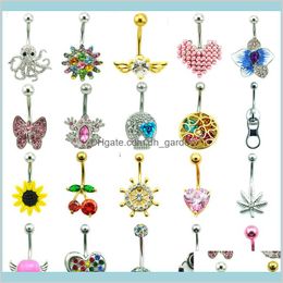 Bell Sale Buy Button Mix Design 316L Roestvrij staal Bar Navel Rings Body Piercing sieraden Drop levering 2021 Z0zyx