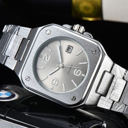Bell pols horloges voor mannen 2023 heren horloges drie naalden kwarts kijken top luxe merk stalen riem mannen mode Europe ontwerper horloges montre de luxe