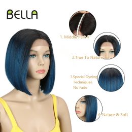 Bella Blue Bob Lace Wig Wig Synthetic Lace Wigs for Female Lolita Blonde 613 Purple Lace Cosplay Wigs for Women