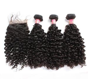 Bella Hair 8A cheveux paquets avec fermeture brésilienne vierge bouclés cheveux humains tisse Extensions de couleur naturelle julienchina2567653