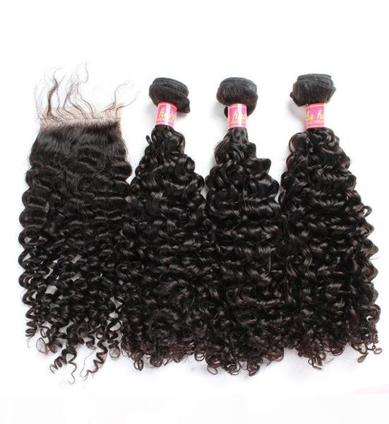 Bella Hair 8A cheveux paquets avec fermeture brésilienne vierge bouclés cheveux humains tisse Extensions de couleur naturelle julienchina8626627