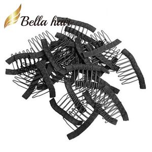 Bella Hair Professional 32-delige pruikenkammen voor pruiken Caps om pruiken te fixeren Zwarte kleurclips Julienchina 6-tanden pruikenkam Pruikclips met doek voor het maken van pruik