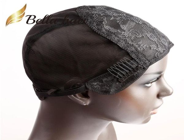 Bella Hair Gorros de encaje dobles profesionales sin pegamento para hacer peluca con correas ajustables y peines Encaje suizo Negro Marrón S M L8426731