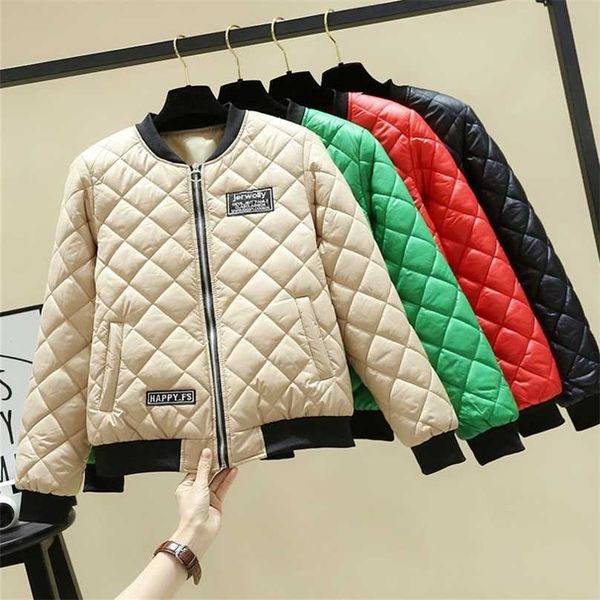 Bella Philoosphy Spring Rhombus Pattern Chaqueta Mujer Parkas Lady Short Bomber Chaquetas Mujer Casual Outwear Shearling Coats 211013