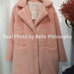 Bella femmes vison fausse manteau de fourrure solide femelle baissée collier hiver chaud faux furat met veste décontractée lj201204