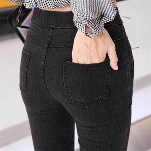 Bella herfst winter vrouwen potloodbroek slanke elastische kleine jeans broek fleece negen punten broek zwarte leggings 201014