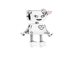 Bella Robot Charm Cuenta de esmalte de oro rosa que se adapta a la pulsera para mujer Accesorios de joyería 2263802