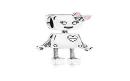 Bella Robot Charm Roze Goud Emaille Kraal Past Armband voor Vrouwen Sieraden Accessoires7055979