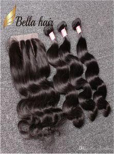 Bellahair Braziliaanse bundels met sluiting 830 Dubbele inslag Haren Haarextensions Haar Weeven Body Wave Gavy Julienchina 834inch9178912