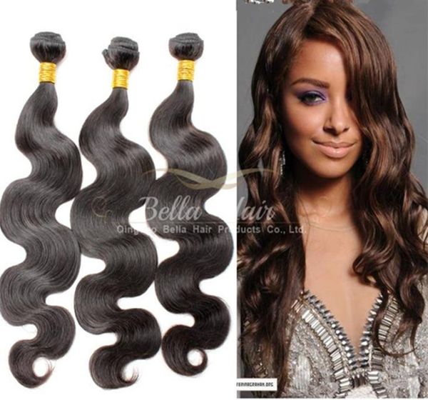 BellaHair Cabello humano Teñible Blanqueable 9A Paquetes Extensiones de tejido peruano Color negro natural Doble trama 34PCS Body Wave6474511