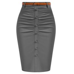 Belle Poque Vintage Kokerrok Voor Vrouwen Jaren 1950 Ruches Bodycon Met Riem Hoge Taille Rokken Werkkleding A30 240112