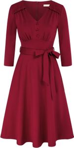 Belle Poque Robe vintage pour femme avec poches élégantes robes de travail formelles manches 3/4 robe de cocktail