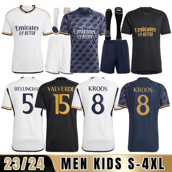 BELLINGHAM Real Madrids 23/24 maillots de football VINI JR MBAPPE MODRIC 2023 2024 maillot de football Rodrygo CAMAVINGA Camisetas hommes enfants kit uniformes