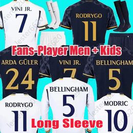 BELLINGHAM Soccer Jerseys VINI JR RODRYGO REAL MODRIC Kit à manches longues 23 24 CAMAVINGA TCHOUAMENI VALVERDE ENFANTS KITS DE CHEMISE DE FOOTBALL POUR ENFANTS MADRIDS