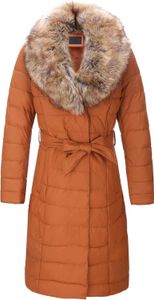 Bellivera 58G7R Veste doudoune en simili cuir avec rembourrage à bulles et doublure Sherpa avec col en fourrure amovible pour femme