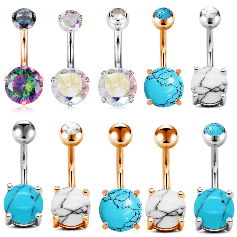 Belly Bars Surgical Steel Navel Ring Fire Opal Belly Button Jewellery Tragus Body Jewelry Piercing