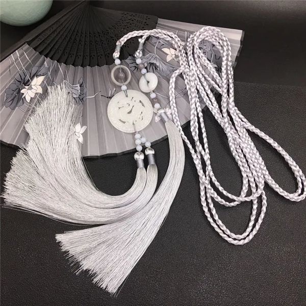 Chaînes de ventre hanfu, style ancien, ornement de taille en jade, tissage de robe taoïste, pendentif avec pompon, accessoires pour vêtements, 2023, 231208