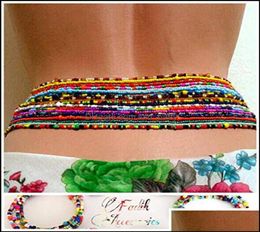 Chaînes de ventre bijoux de corps ethnique sexy chaîne de taille de plage perle africaine 7PcsSet tribu résine colorée perlée été Bikini Aessories 89682427
