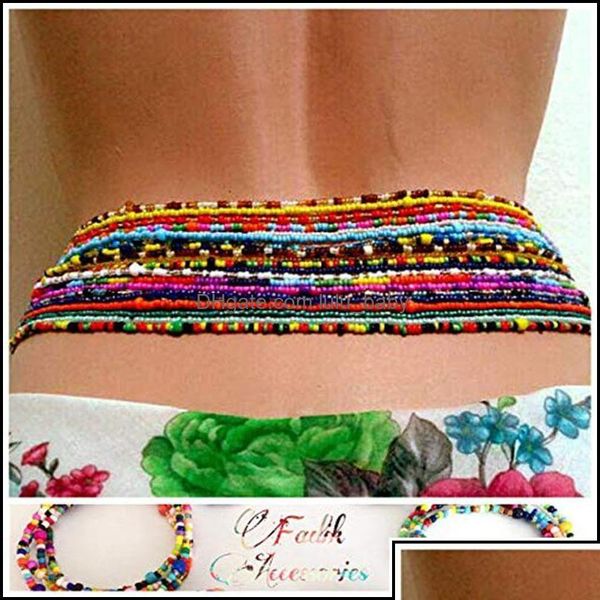 Cadenas de vientre Joyas de cuerpo étnica y cadena de cintura de playa Bead africana 7pcs/set Tribe resina coloreada bikini de verano aessories 805 Drop dhwil