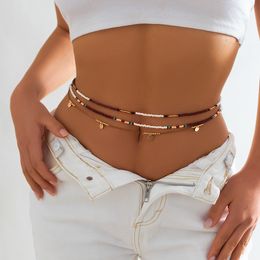 Buikkettingen Boho Mtilayer Chain Womens Simple Y Crystal Beads Body Bikini Strand Taille Zomer Sieraden Cadeau Drop Delivery Otbvy