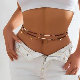 Cadenas de vástago Boho Mtilayer Chain Womens Simply Y Crystal Beads Body Bikini Beach Weist Joyería de verano Drop entrega Otbvy Dham8