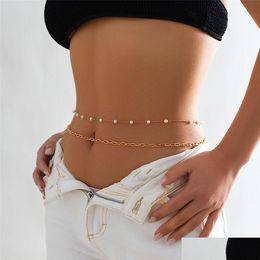 Chaînes de ventre Boho Y Imitation Perle Chaîne de ceinture pour femmes Été Bikini Rave Vintage Bijoux de corps Cadeau Y2K Accessoires Dhgarden Dhajj