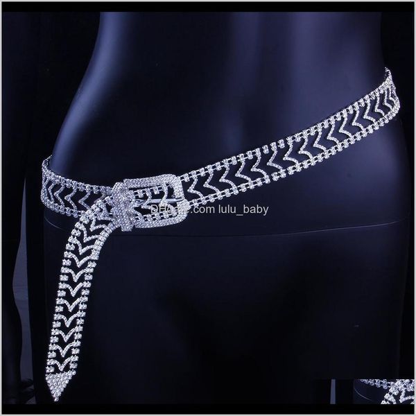 Chaînes de ventre Drop Delivery 2021 Full Diamond Ceinture de taille Bling Crystal Gold Sier Hollow Body Chain Hip Hop Bijoux personnalisés pour hommes Wome