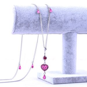 Chaînes de ventre pour la taille Femmes Dames Sexy Bikini Mode Bijoux Nombril Piercing Anneau 2023 Nouveau Bleu Rose Cristal Amour Argent Couleur En Gros