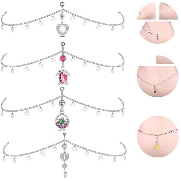 Chaînes de ventre pour la taille femmes dames Sexy Bikini bijoux de mode 2023 nouvelle couleur argent gland charmes en gros nombril Piercing anneau