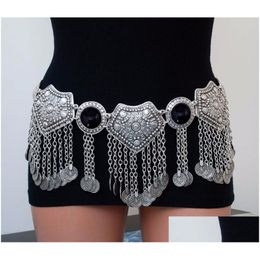 Chaînes de ventre Gypsy Metal Hippie Boho Fleur Turc Bohème Shimmy Robe Ceinture Danse Taille Chaîne Pièces Y Corps Afghan Indien Bijoux 22 Dhct8