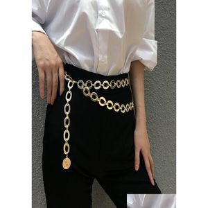 Chaînes de ventre Gypsy Y Chunky Chain Ceintures de taille haute Robe Hip Hop Inde Sculpté Coin Pendentif Heavy Metal Belly Body Bijoux Femmes189335 Dhcfw