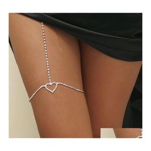 Ventre Chaînes Coeur Diamant Jambe Ventre Corps Chaîne Simple Mode Femmes Bijoux Taille Chaînes Sexy Strass Plaqué Sier Or 5930 Q2 D Dhjru