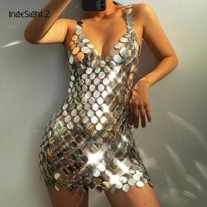 Chaînes de ventre IngeSightZ Sexy Sequin Bikini chaîne Langerie corps pour femmes été taille robe Rave Festival vêtements bijoux 230802