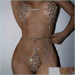 Chaînes de ventre de luxe strass chaîne harnais soutien-gorge robe ceinture pour femmes Rave Festival brillant bikini boîte de nuit sexy bijoux de corps ventre Gi Dhawm