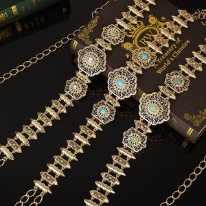 Chaînes de ventre chaîne en métal ceinture couleur spéciale femmes robe de mariée bijoux Caftan taille 230614
